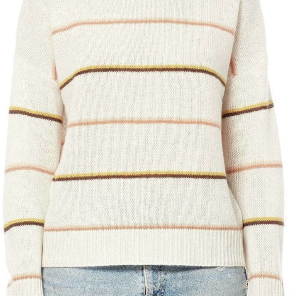 360 Cashmere Women's Sweater - Cream with Tan and Gold Stripes - Picture 5 of 5